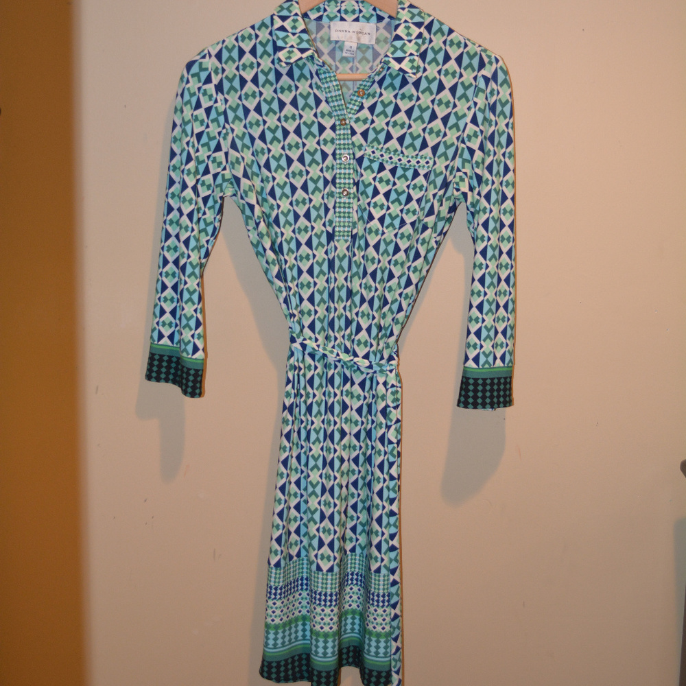 Buisness Casual Patterned 3-quater Sleeve Dress